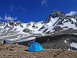 15 Camp Near Mesokanto La We turned around and camped at around 4900m just up the northern hill above the base of the Mesokanto La. I guess if I try again Ill use the other eastern pass.